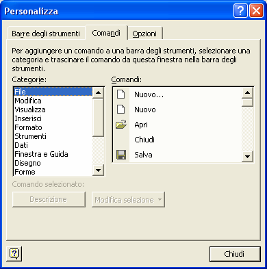 Blocca Riquadri Strumenti - Opzioni Barre degli strumenti - Personalizza Scambiare documenti Mediante il salvataggio in un formato diverso da quello previsto da Excel Selezionare SALVA CON NOME dal