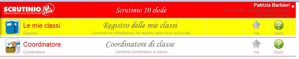 la voce Coordinatore di classe viene proposta solo se il docente è coordinatore. 3.