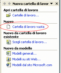 10 Nuova cartella di lavoro Per una nuova cartella: cliccare su File e quindi sulla voce Nuovo.