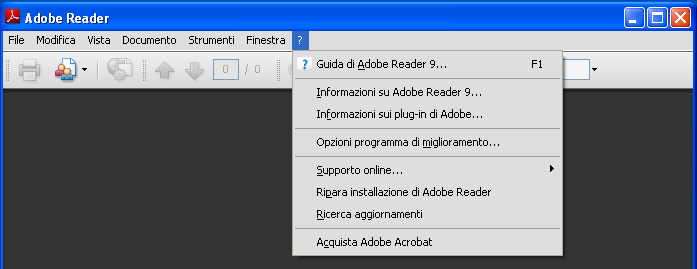 Prerequisiti per l utilizzo del modello Installazione Adobe Reader e/o verifica della versione Il modulo digitale, in formato PDF, è compilabile solo se si dispone di Adobe Acrobat Reader 9.