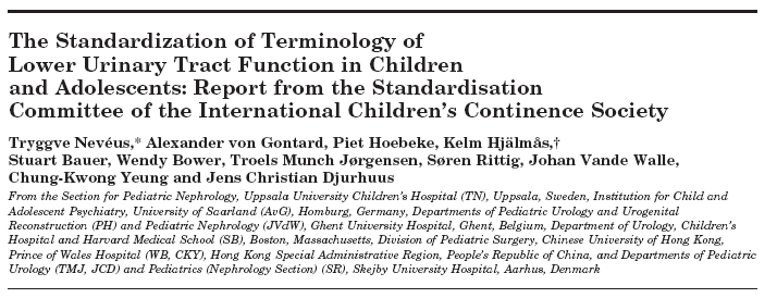 Il Il termine disturbi minzionali è diventato relativamente NON SPECIFICO essendo spesso utilizzato per per caratterizzare un un QUALSIASI BAMBINO con sintomi minzionali o incontinenza urinaria.