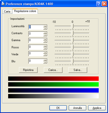 Opzioni della scheda Regolazione colore È possibile regolare il colore della stampa utilizzando la scheda Regolazione colore.