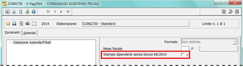 Elaborazioni CONG730 Stampa dipendenti credito DL. 66/2014 art. 1 Il programma CONG730 è stato implementato per riportare nella sezione relativa al credito DL.