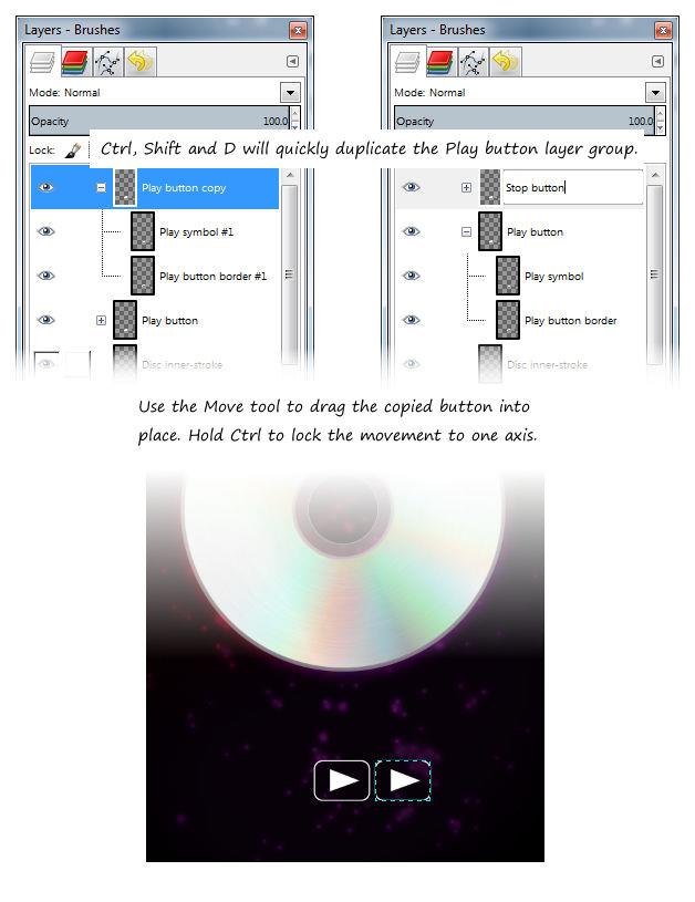 Fase 4 Aggiungere gli elementi Duplicate questo gruppo di livelli e rinominatelo in modo da utilizzarlo per creare il pulsante successivo.