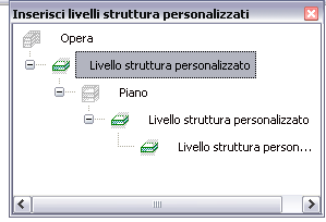 Possiamo attraverso il comando Inserisci livelli di struttura personalizzati inserire una nuova gerarchia dove potremmo inserire i collegamenti (scale) tra i vari piani.