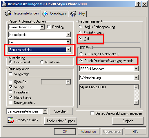 6. Impostare l'apparecchio (2) Windows (impostazioni consigliate) Sulla scheda Principale, selezionare l'opzione Testo e immagine.