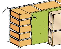 In alternativa all intonacatura del lato interno della parete, è possibile applicare un materiale fonoimpedente (a cellule chiuse ad elevata densità).