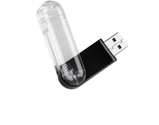 Lux Zoom Chiave USB in materiale plastico, caratterizzata dalla forma arrotondata, di dimensioni standard. L'apertura avviene tramite un movimento rotatorio del rivestimento trasparente.