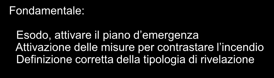 Seminario Criteri di scelta tecnico dei Rivelazione rilevatori Incendio - Spunto di riflessione nella scelta dei rivelatori Rilevare tempestivamente un processo di combustione al suo inizio (fase di