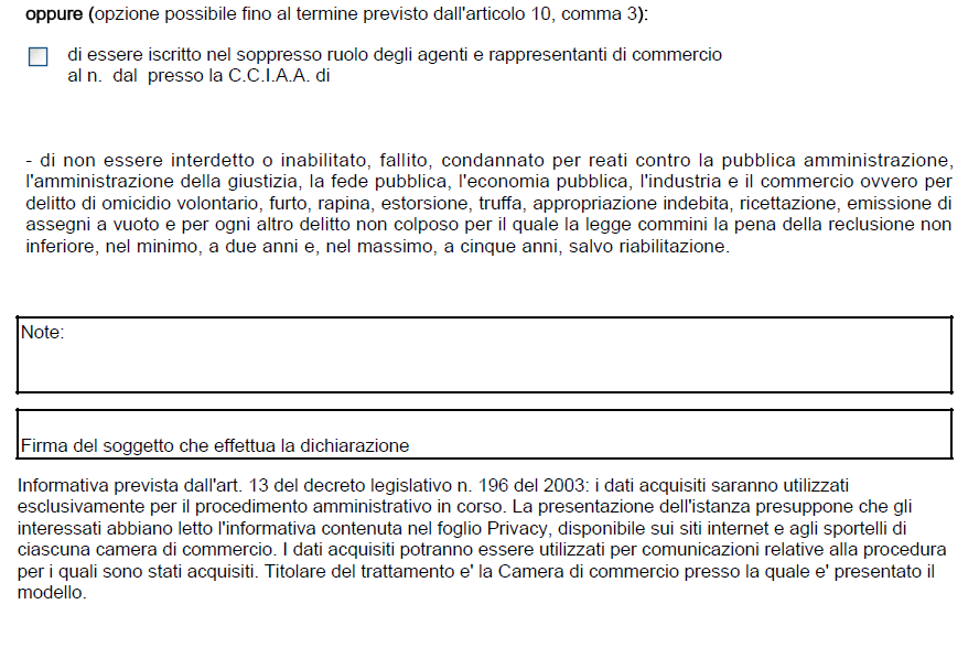 Per ogni ulteriore legale rappresentante e altro soggetto che svolge l attività si è generato un modello intercalare REQUISITI (allegato B) e deve essere firmato dalla persona con firma digitale.