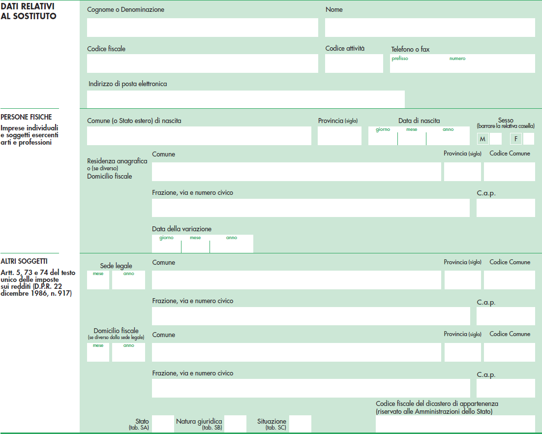 MODELLO 770/2015 SEMPLIFICATO FRONTESPIZIO SONO QUADRI ALTERNATIVI I DATI RELATIVI ALLA RESIDENZA ANAGRAFICA / DOMICILIO FISCALE SEDE LEGALE / DOMICILIO FISCALE DEVONO ESSERE RIPORTATI CON