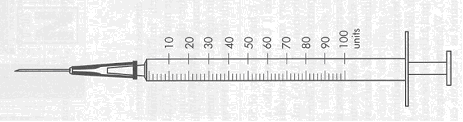 Siringa da insulina 100 U = 1 ml (unità di misura