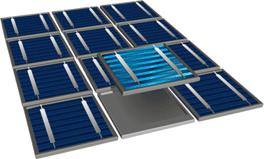 Il pannello fotovoltaico è costituito da una serie di celle solari (disposte in moduli e collegate fra di loro in serie
