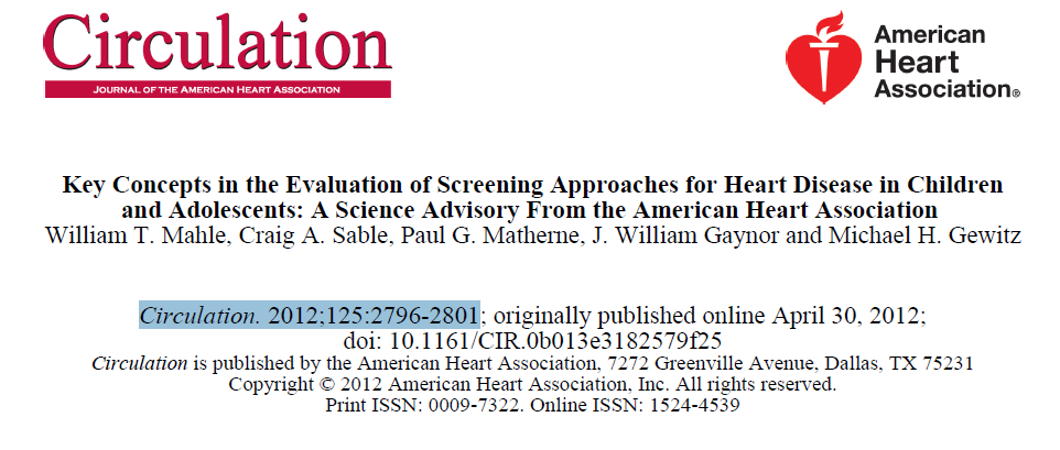 the AHA has previously considered screening paradigms for young athletes.