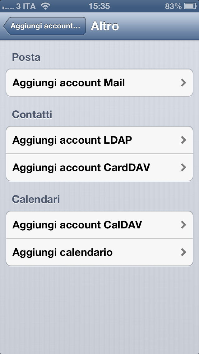 2. 3. Selezionare Altro e di seguito Aggiungi account Mail : Nel campo Nome e Descrizione è possibile