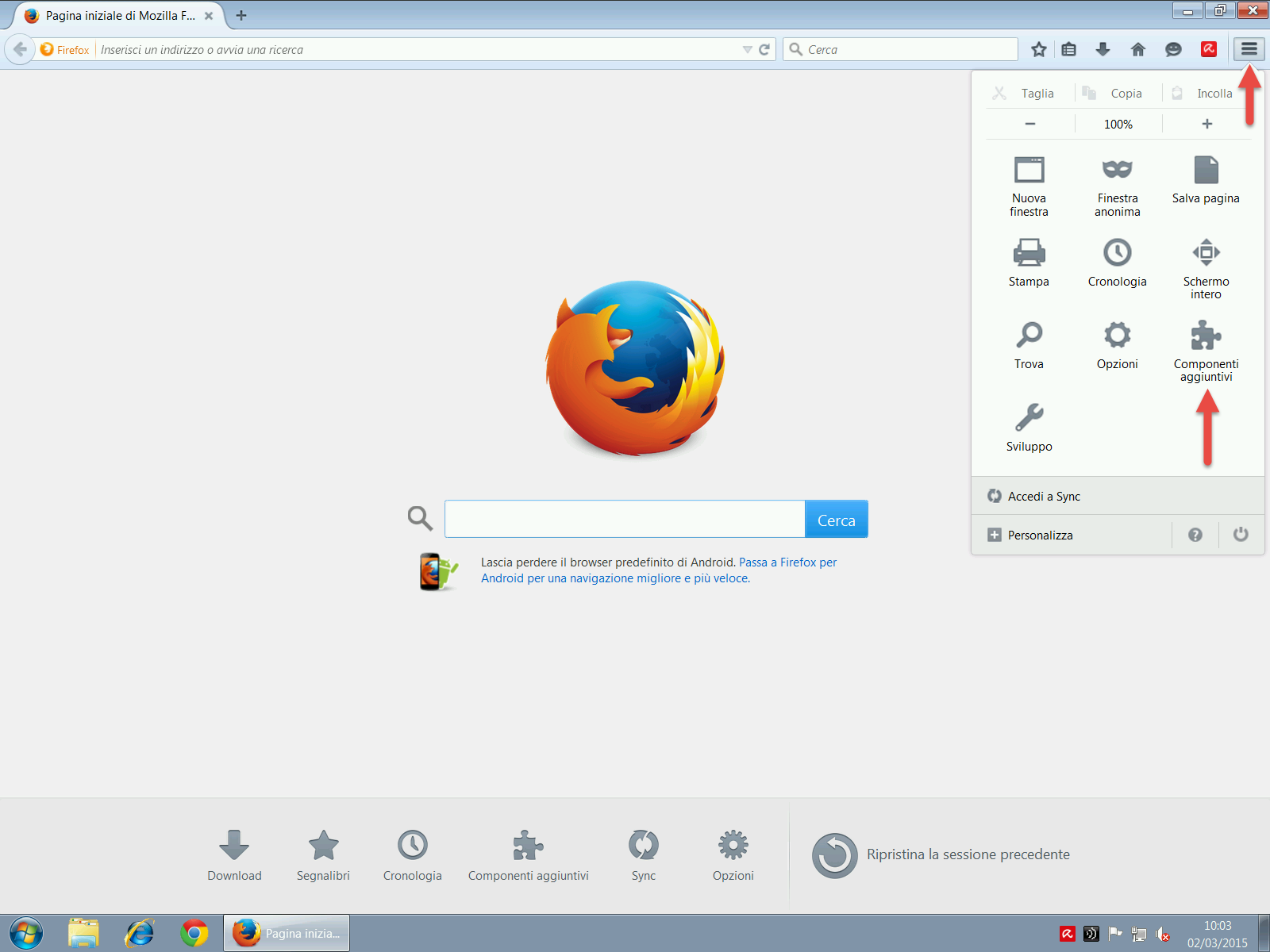 6.3 Configurazione per il browser Mozilla Firefox Cliccare sull