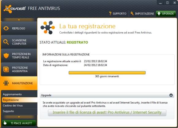 Uso di Avast Free 7.01 Abbastanza simile alla precedente versione e ovviamente sempre in lingua italiana, Avast Free 7.