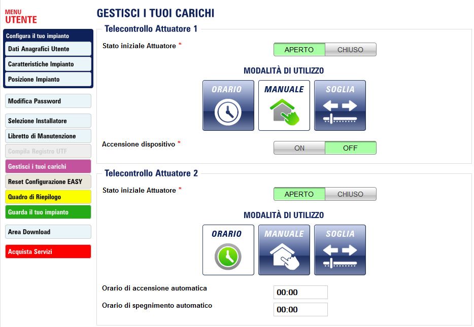 In caso di errore sarà possibile resettare l intero sistema con il pulsante presente nel portale web.