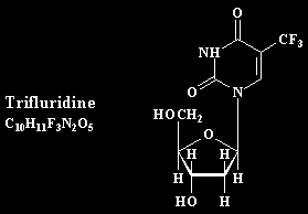 Farmaci contro Herpesvirus Trifluridina Nucleoside pirimidinico con tre atomi di Fluoro (in vitro attivo contro HSV1 e 2, CMV,adenovirus e virus del vaiolo bovino).