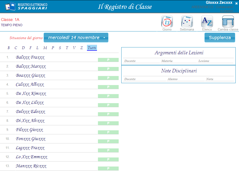 SPIEGAZIONI DETTAGLIATE DEI REGISTRI Videata Registro di classe.