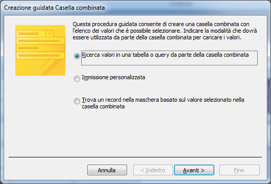 Vediamo adesso come cosstruire la maschera relativa alla query (tutti gli iscritti di una nazione).