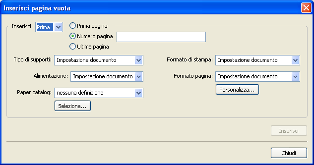 COMMAND WORKSTATION, WINDOWS EDITION 24 PER INSERIRE PAGINE VUOTE 1 Nella finestra di dialogo Supporti misti, fare clic su Nuovo inserto.