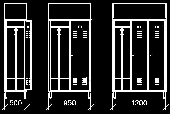 SPOGLIATOIO Acciaio inox con spessore 0,8 mm e finitura spazzolata 2J (Scotch-Brite), tetto inclinato antipolvere, serratura lucchettabile o con chiave, piedi smontabili.