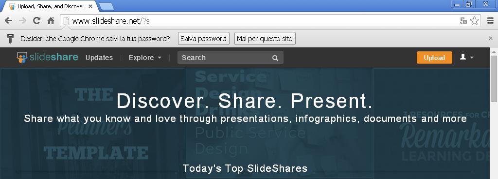 A questo punto, procediamo nel caricare su Slideshare la nostra presentazione,