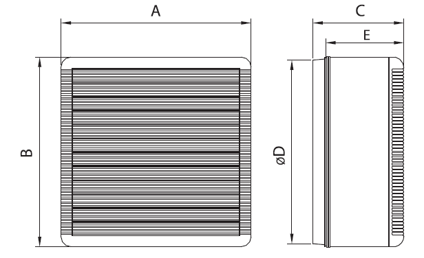 ASPIRATORI DOMESTICI DYNAIR/ELICENT conformi alle 17 VENTILATORE DYNAIR/ELICENT VITRO ad espulsione diretta da vetro Ventilatore elicoidale dalla costruzione robusta installabile su finestre a vetro