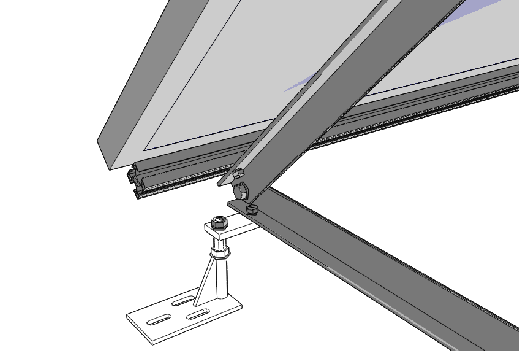Struttura per pannelli al suolo Ancoraggio al suolo dei pannelli termici e fotovoltaici con inclinazione richiesta dall installatore o progettista.