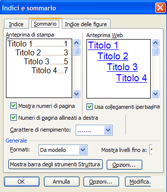 INDICI E SOMMARIO - dopo aver scritto il documento, tenendo premuto CTRL, seleziona i vari titoli dei capitoli; - quindi clicca Stile Titolo 1; procedi così per i