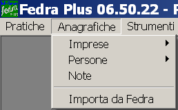 Menù di fedra Pratiche Da Pratiche è possibile selezionare: Nuova Importa per procedere alla compilazione di una nuova pratica. per importare ed aprire una pratica in formato XML.