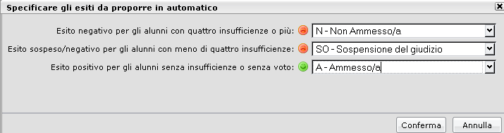 mentre selezionando il periodo Scrutinio finale avremo questa situazione Vediamo il significato di ognuna delle icone presenti nella finestra di Caricamento voti: o Chiudi: esce dalla finestra di