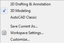 Spazio di lavoro 3D Da barra degli strumenti attraverso l icona Clicca: Modellazione 3D Dalla barra degli strumenti Aree di lavoro l apposita