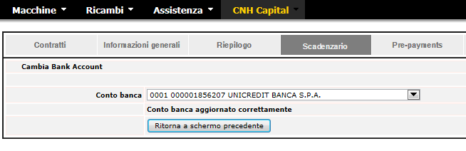È possibile cambiare il conto bancario usato per pagare l'item facendo clic sul pulsante Cambia banca.