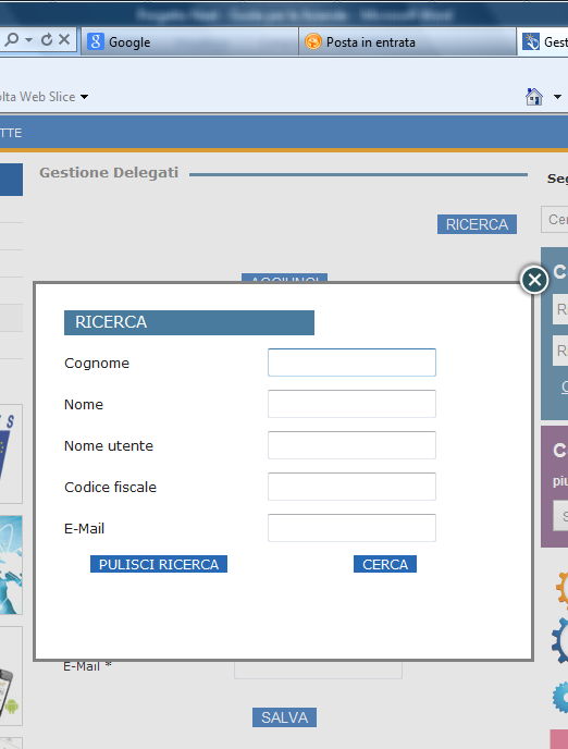 Qualora il numero di delegati sia elevato e risulti difficile visualizzarle quello desiderato nell elenco mostrato, è possibile utilizzare la funzione RICERCA.