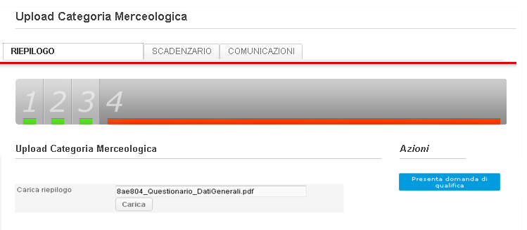 digitalmente, salvato in formato PDF e Carica. E possibile procedere con la qualifica delle categorie.