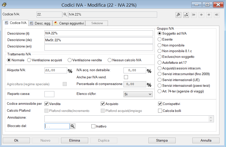 Per non dover inserire tutti le informazioni e facilitare così l inserimento dei nuovi codici abbiamo previsto una funzione di duplicazione dei codici.