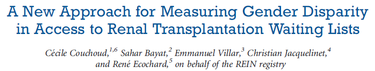 Specific considerations on access to kidney transplantation Gender became a significant factor only in