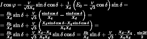 Quindi Come si può notare se X d = X q, la formula coincide con quella trovata per la macchina a poli lisci, per cui questa formula la si può ritenere la formula generale per potenza delle macchine