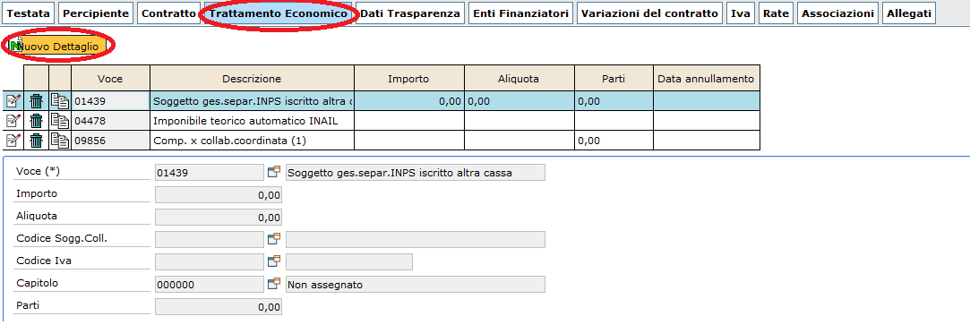 1.4 Dati relativi al Trattamento Economico Inseriti i dati relativi al contratto, occorre richiamare il Tab Trattamento Economico (Fig. 9).