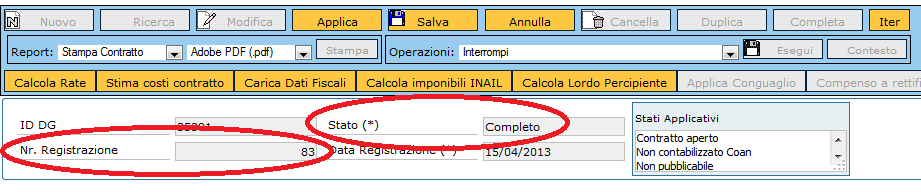 1.10 Completamento del DG Contratto, come mo- Calcolate le rate, è possibile salvare e completare il documento digitando sul pulsante strato in Fig. 28.