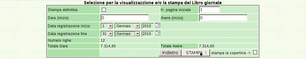 774 volume V Didattica in laboratorio 103.2 Stampa del giornale di contabilità generale Avendo inserito le scritture in prima nota, è possibile stampare il giornale e altri documenti.