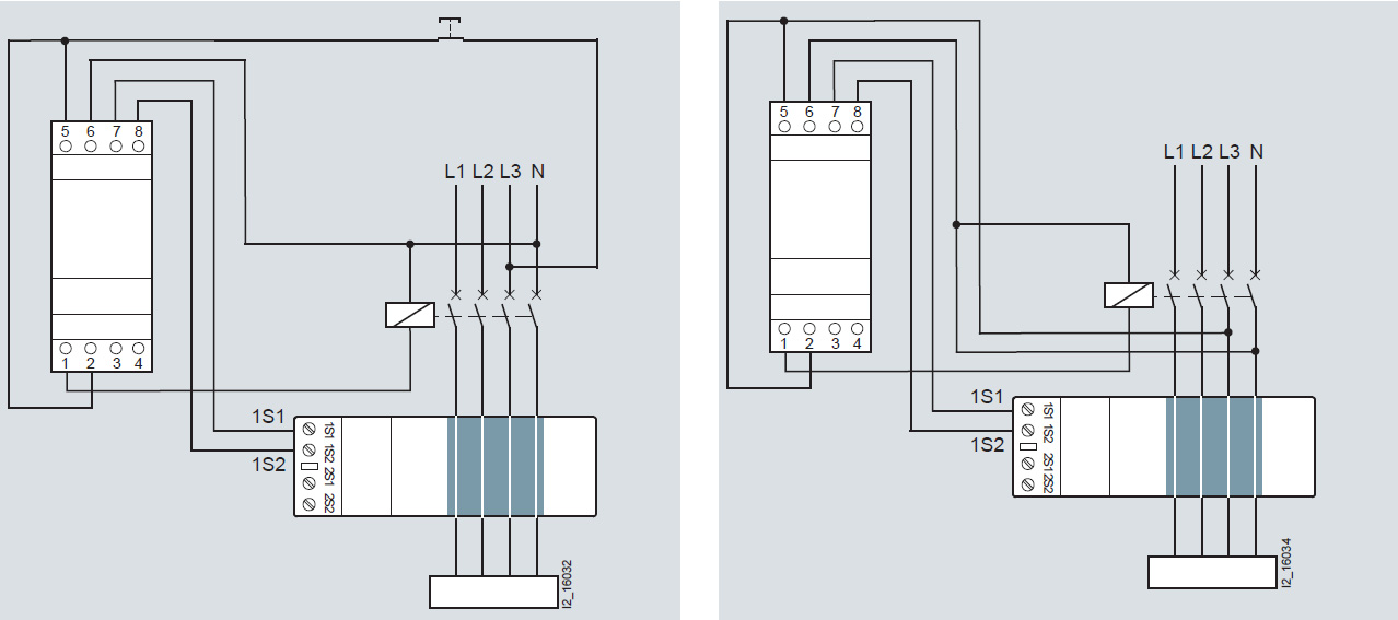 Schemi di collegamento RCM analogico, 5SV8000-6KK, bobina a lancio di