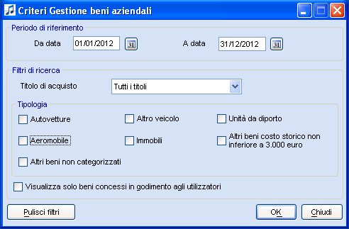 Tale funzione deve essere utilizzata per le seguenti operazioni: 1. Identificare i beni da indicare nella stampa fornita al proprio cliente, perché potrebbero essere oggetto dell adempimento 2.