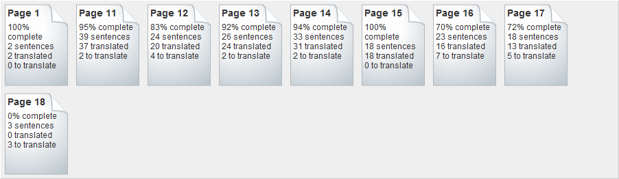 3. Servizi Translate Cliccando su Translate si accede alla schermata con l'elenco delle pagine che compongono il documento.