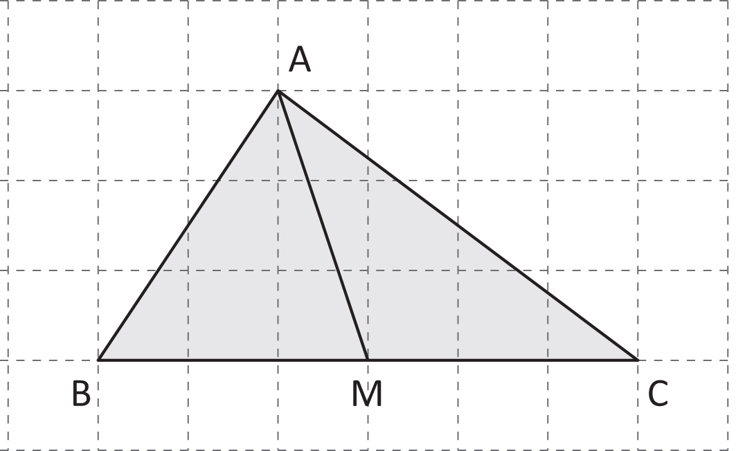 M1408D2200 D22. Nel triangolo in figura il segmento AM congiunge il vertice A con il punto medio M del lato BC. Il triangolo risulta così diviso in due triangoli.