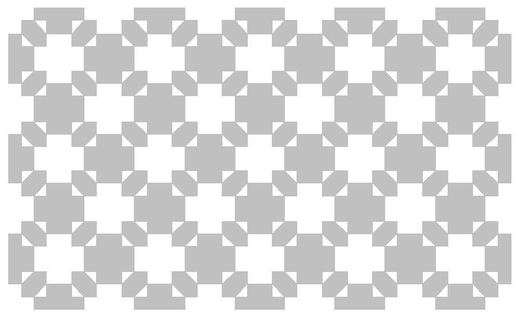 Quelli che in matematica si chiamano mosaici sono delle figure piane che (come la griglia quadrettata che abbiamo esaminato) non cambiano rispetto a due traslazioni, in due direzioni diverse.