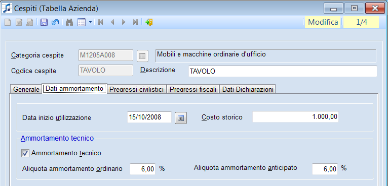 RAPPORTA L AMMORTAMENTO ALLA DATA L'opzione rapporta l' ammortamento alla data serve per ragguagliare l'ammortamento, dei beni materiali, alla durata dell' esercizio, nel caso in cui sia inferiore o