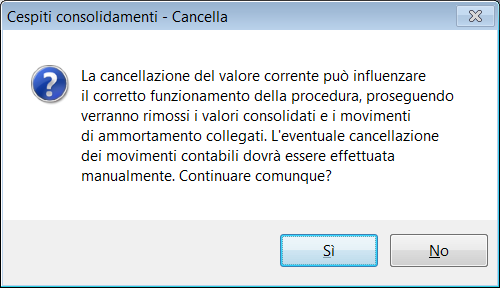 Eliminazione consolidamento Per poter eliminare un consolidamento già eseguito in definitivo, occorre procedere come segue: - accedere alla tabella azienda Consolidamenti richiamare l anno